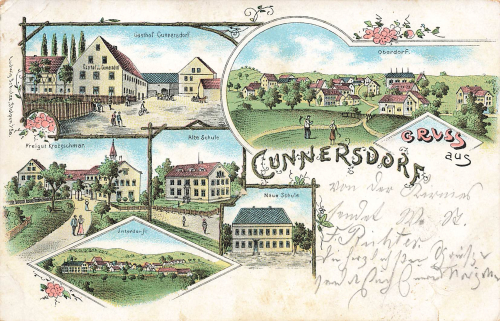 01768 Cunnersdorf Glashuette Sachsen Litho o um 1900