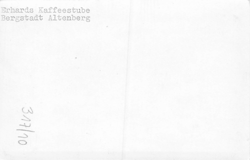 01773 Altenberg Erzgebirge Erhards Kaffeestube Druckvorlage um 1950 Hanich