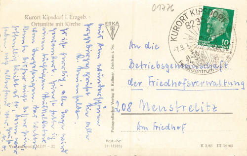01773 Kipsdorf Erzgebirge  Altenberg o 1967
