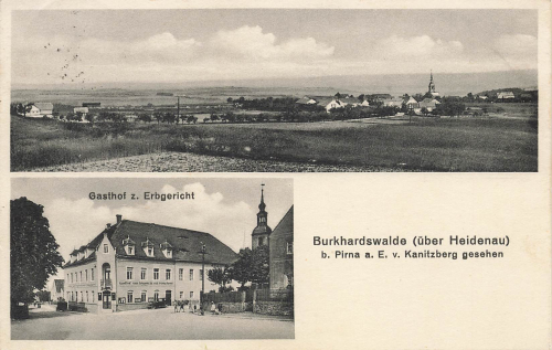 01809 Burkhardswalde Mueglitztal Gasthof Erbgericht Landpoststempel o 1937