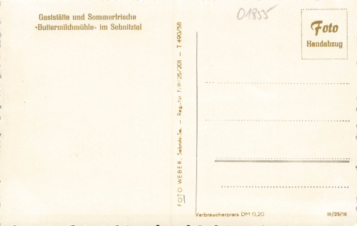 01848 Buttermilchmühle Sächsische Schweiz * um 1950