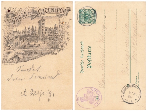 02733 Czorneboh private postal stationery forerunner card o Pommritz 9.8.1895