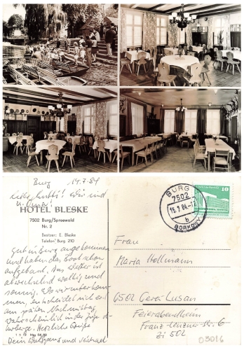 03096 Burg Borkowy zweisprachiger Stempel Hotel Bleske 15.7.1984