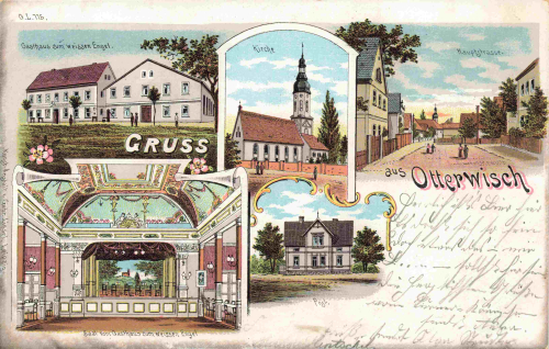04668 Otterwisch Bad Lausick Gasthof zum weissen Engel Litho * um 1900