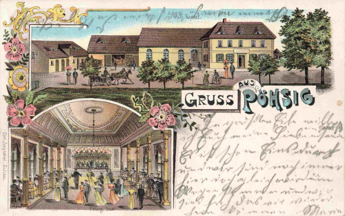 04668 Pöhsig Grimma Gasthof Litho o 1904