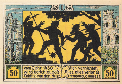 04680 Colditz, Städtenotgeld, Wert 50 Pfg. * 1921
