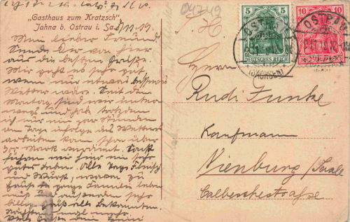 04749 Jahna Jahnatal Gasthaus zum Kratzsch o 1919