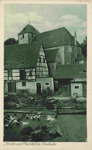 04749 Zschaitz Jahnatal Kirche und Gutshof * um 1930