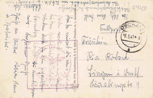 04769 Hof Naundorf Motor-Sport-Schule des NSKK Sachsen Feldpost Ausbildungs-Kommando o Oschatz 1941