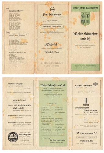 06484 Ballenstedt Kreistheater program list A4 around 1949
