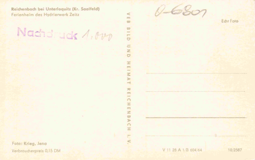 07330 Reichenbach Probstzella Thüringen Ferienheim des Hydrierwerk Zeitz * 1964