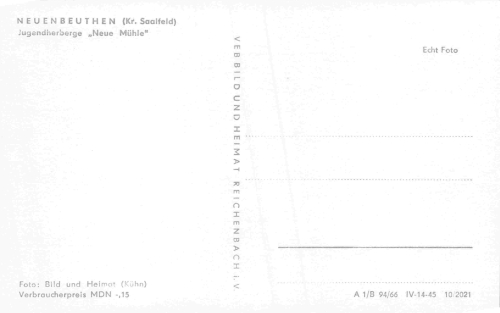 07338 Neuenbeuthen Jugendherberge Neue Muehle 1966
