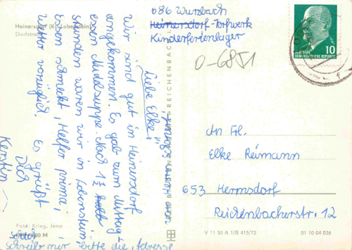 07343 Heinersdorf Wurzbach Thüringen Dorfstrasse o 1973