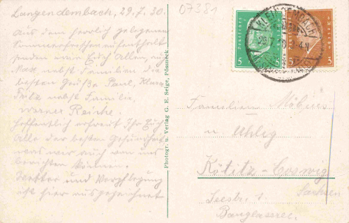07381 Langendembach Langenorla o 1930