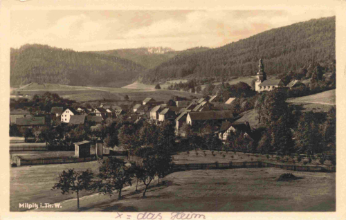 07426 Milpitz Totalansicht Landpoststempel über Rottenberg (Thüringen) o 1957