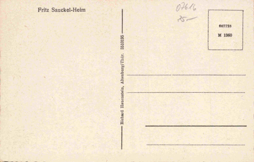 07616 Bürgel Thüringen "Fritz Sauckel-Heim" * um 1950