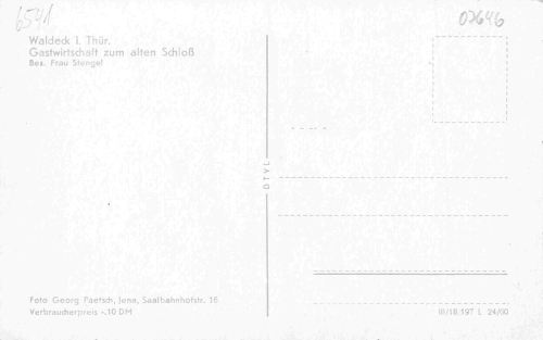 07646 Waldeck Thüringen Gasthof zum alten Schloss * 1960