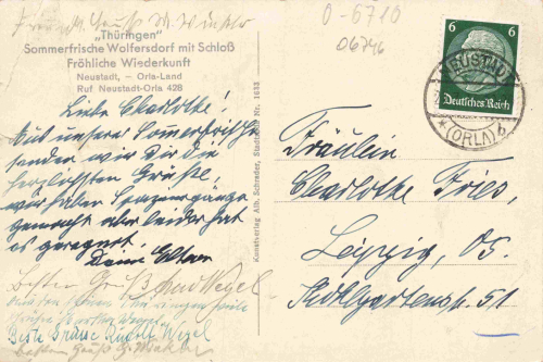 07646 Wolfersdorf Thüringen Fiedlers Gasthaus zum Schlüsselgrund o 1937