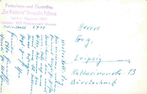 07806 Stanau Neustadt Orla Ferienheim zur Kastanie gebraucht um 1960