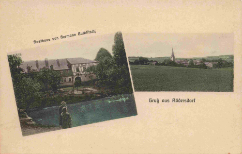 07907 Rödersdorf Gasthaus Hermann Bucklitsch* um 1910