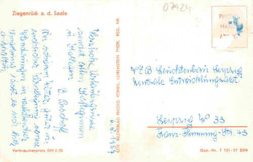 07924 Ziegenrück gebraucht 1957
