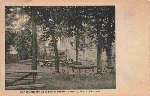 07929 Neuhammer Saalethal Gartenwirtschaft L. Fleichaus * um 1930