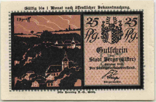 07980 Berga (Elster) emergency money note, 1921