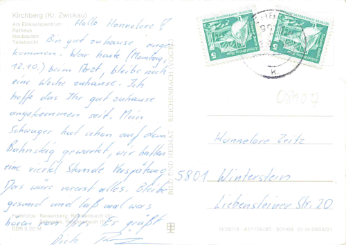 08107 Kirchberg Sachsen Mehrbildkarte o 1985