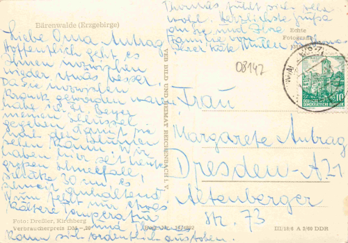 08147 Bärenwalde Erzgebirge o 1960