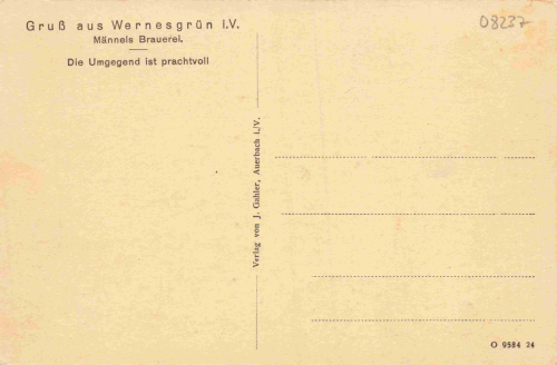 08237 Wernesgrün Vogtland Männels Brauerei * um 1920