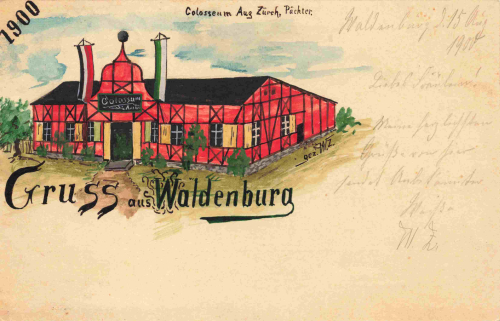 08396 Waldenburg Sachsen Colosseum August Zürich hangemahlte künstlerkarte o 1900