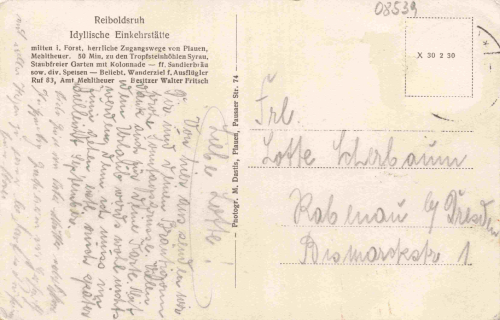 08527 Reiboldsruh Vogtland o um 1930