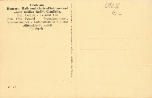 Claussnitz Gasthaus Zum weissen Ross  *ca.1915