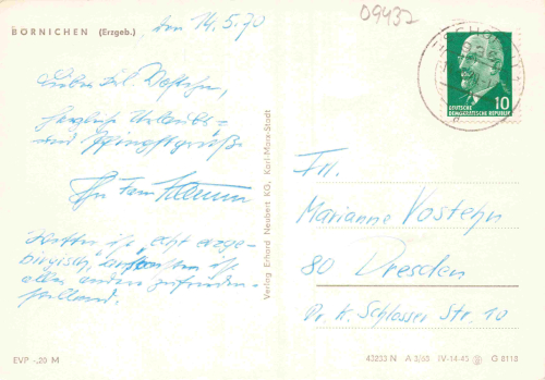 09437 Börnichen Erzgebirge Totalansicht o 1970