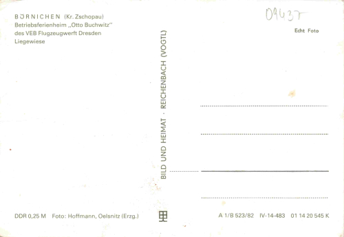 09437 Börnichen Erzgebirge Ferienheim "Otto Buchwitz" des VEB Flugzeugwerf Dresden * 1982