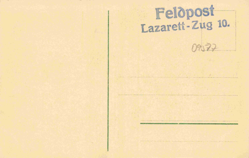 09577 Lichtenwalde Schloss Feldpoststempel Lazarett-Zug 10 * um 1915