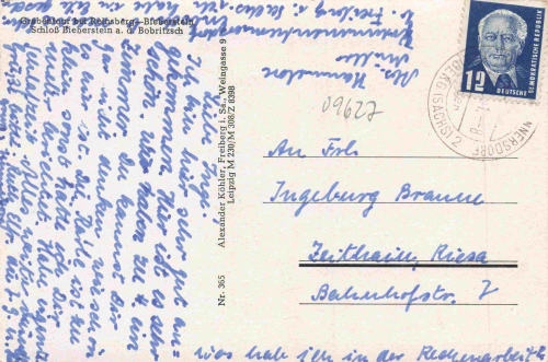 09629 Bieberstein an der Bobritzsch Reinsberg Schloss o 1951