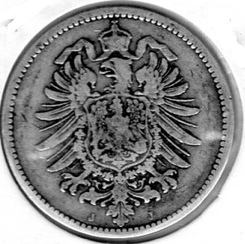 1 Mark 1875 J Imperial Silver Coin