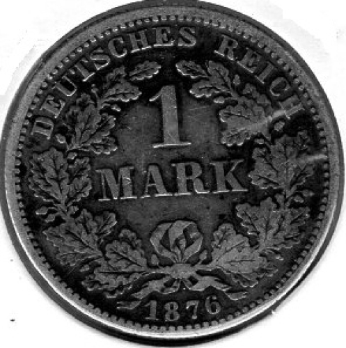 1 Mark 1876 F German Empire Silver Coin