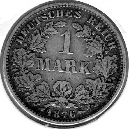 1 Mark 1876 G German Empire Silver Coin