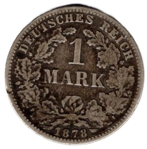 1 Mark 1878 F German Empire Silver Coin