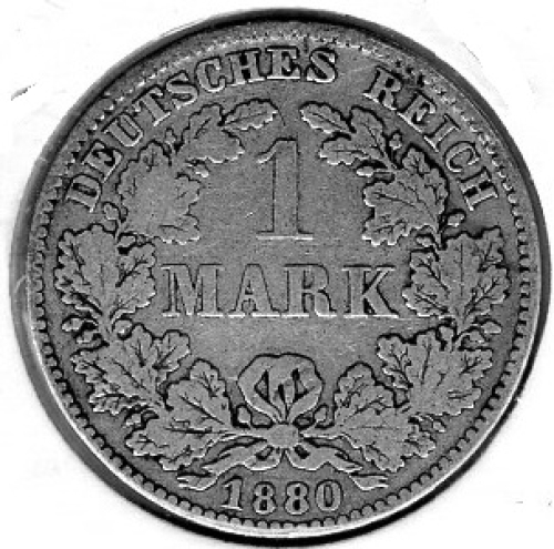 1 Mark 1880 H German Empire Silver Coin