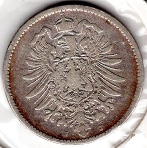 1 Mark 1880 J German Empire Silver Coin