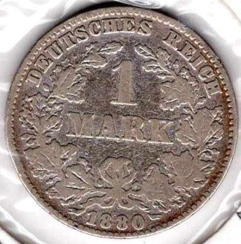 1 Mark 1880 J German Empire Silver Coin