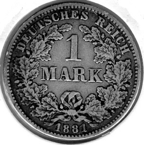 1 Mark 1881 E German Empire Silver Coin
