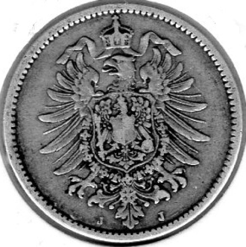 1 Mark 1881 J German Empire Silver Coin