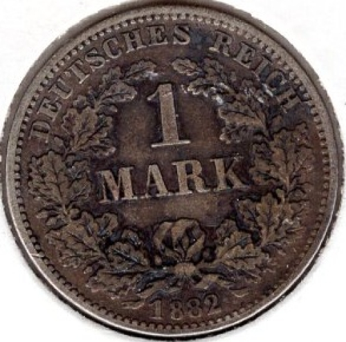 1 Mark 1882 G German Empire Silver Coin