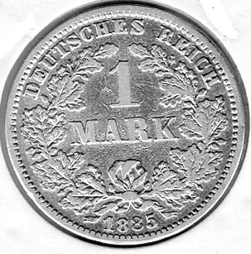 1 Mark 1885 G German Empire Silver Coin