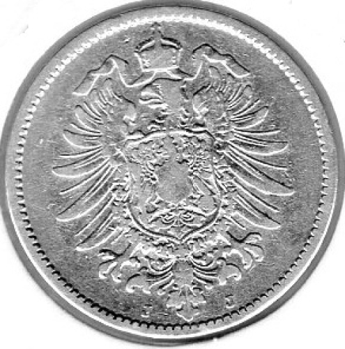 1 Mark 1886 J German Empire Silver Coin