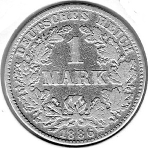 1 Mark 1886 J German Empire Silver Coin